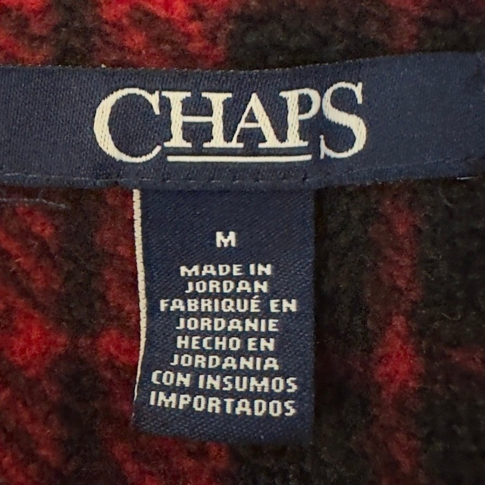 Chaps Fleece Vest Women Red Black Plaid Full Zip Stand Collar Gorpcore Fall M - Picture 3 of 4